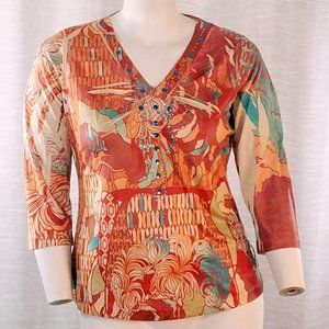 M by Amour orange tunic blouse XL✨